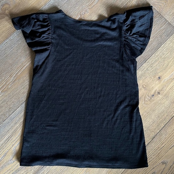 Max Studio Flutter Sleeve Top in Black - Picture 8 of 8